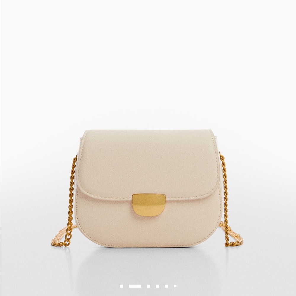 Mango Elegant Cream Chain Shoulder Bag
